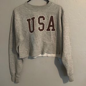 OS grey, USA, cropped hoodie